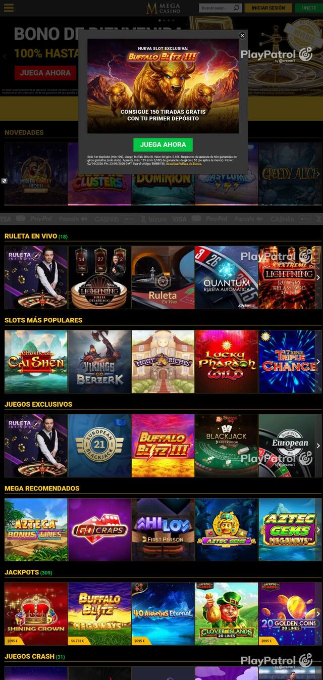 Capture of Mega Casinos recorded during the scan