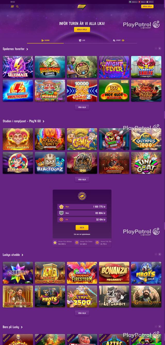 Capture of the front page of luckycasino.com (luckycasino.com) on 22 October 2026