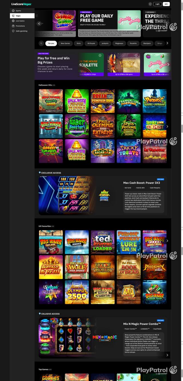 Capture of the front page of LiveScore Vegas (livescorebet.com) on 28 October 2026