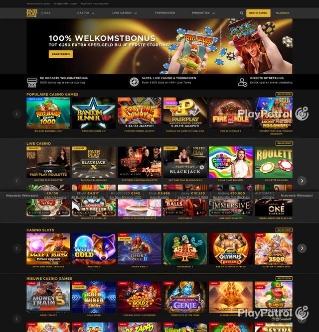 Homepage capture of Fair Play Casino recorded during the scan
