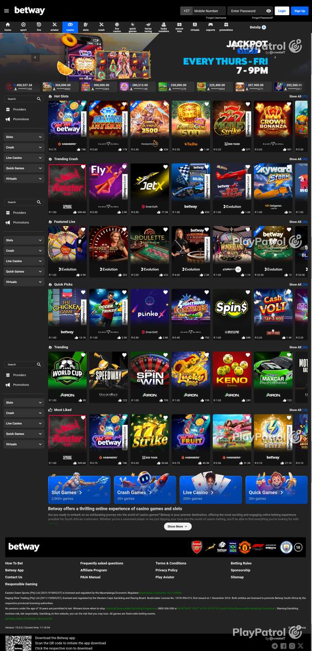 Capture of the front page of betway.co.za (betway.co.za) on 8 October 2026