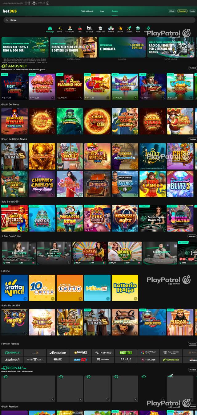 Homepage capture of bet365 recorded during the scan