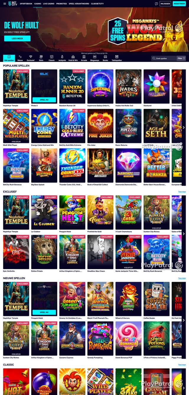 Capture of the front page of BetCity (betcity.nl) on 22 October 2026