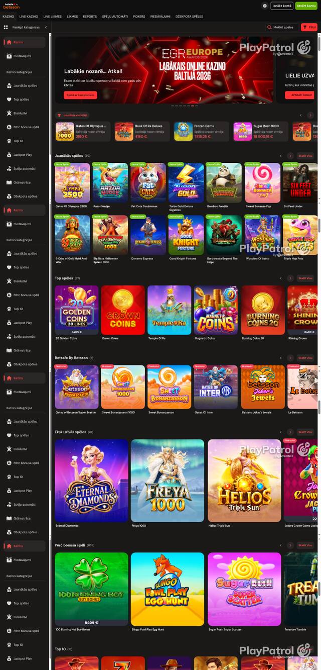 Front page of betsafe.lv as captured on 26 October 2026