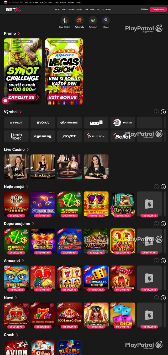 Homepage capture of BetX recorded during the scan