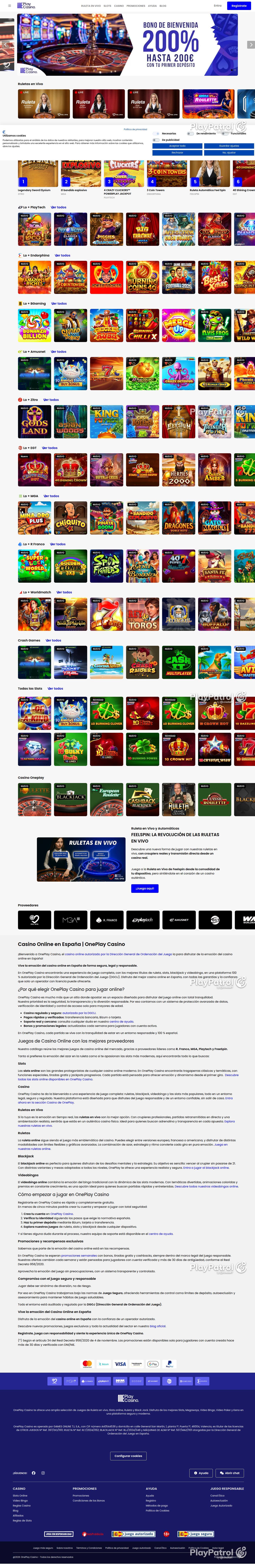 Full capture of OnePlay Casino recorded during the scan