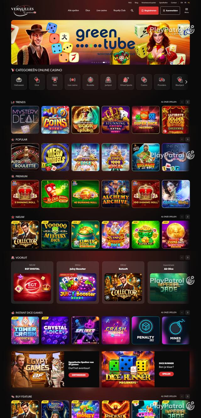 Capture of the front page of versaillescasino.be (versaillescasino.be) on 30 October 2026