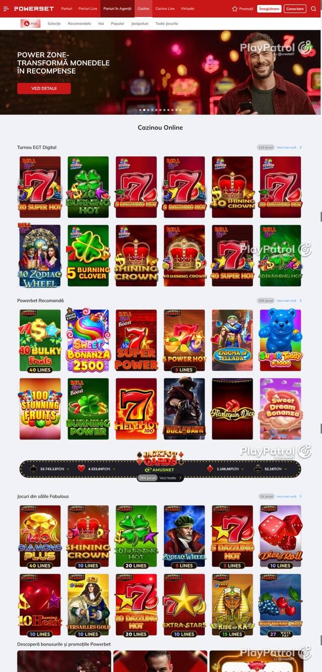 Capture of the front page of PowerBet (online.powerbet.ro) on 19 October 2026