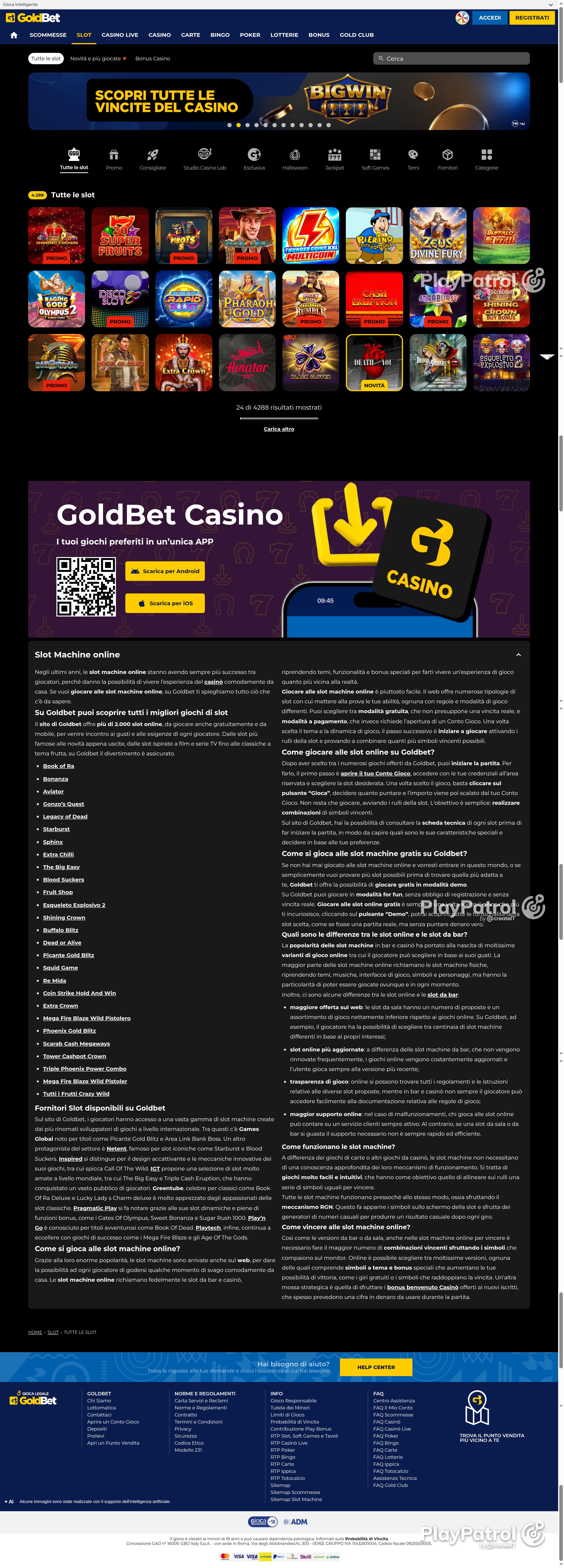 Full capture of Goldbet recorded during the scan