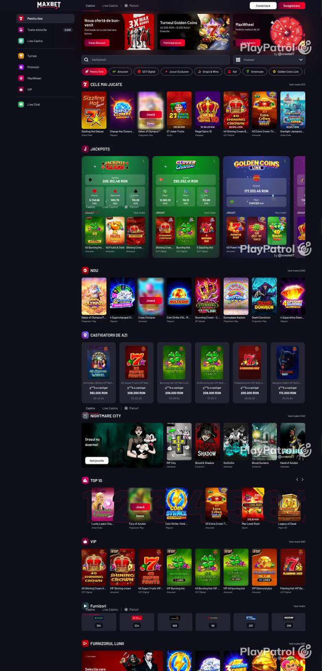 Capture of the front page of Maxbet (maxbet.ro) on 25 October 2026