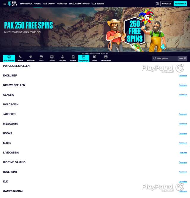 Homepage capture of BetCity recorded during the scan
