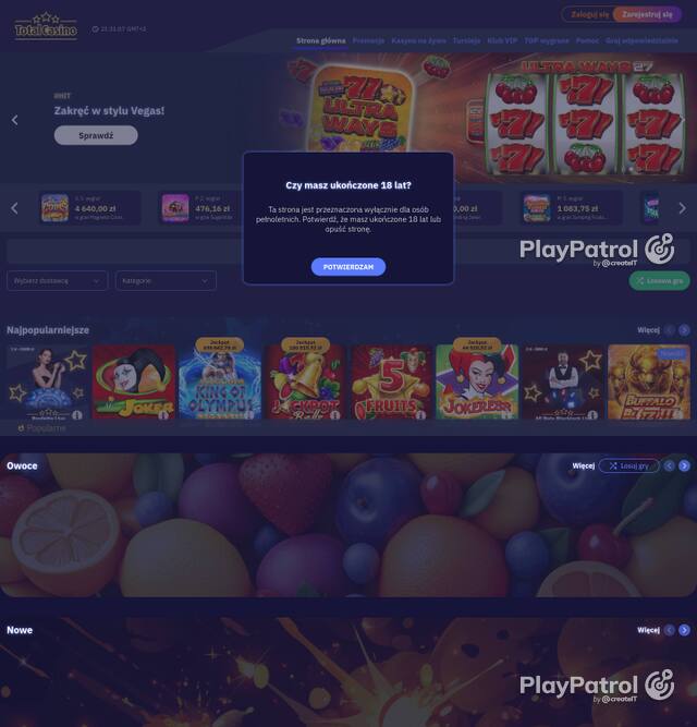 Capture of the front page of totalcasino.pl (totalcasino.pl) on 4 October 2026