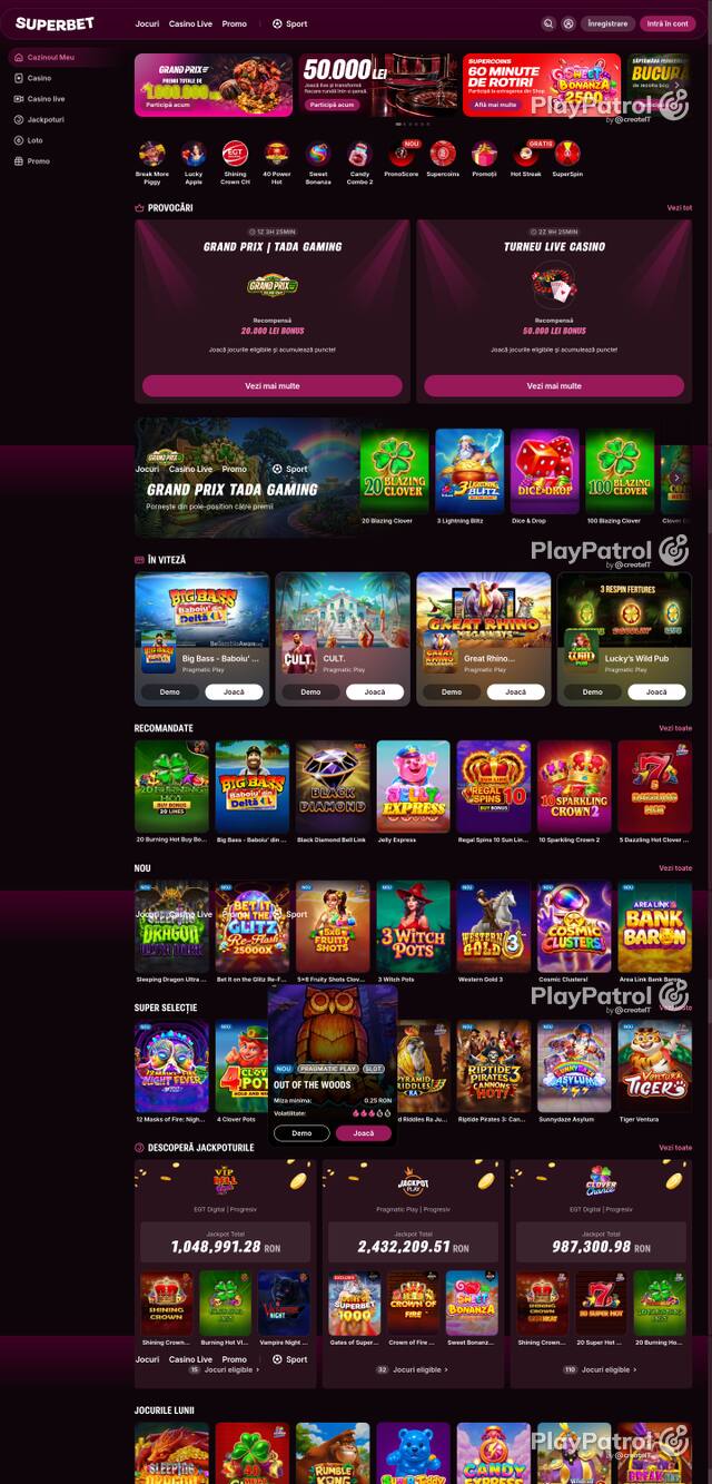 Capture of the front page of Superbet (superbet.ro) on 14 October 2026