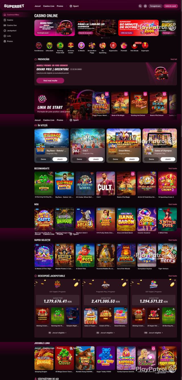 Capture of the front page of Superbet (superbet.ro) on 17 October 2026