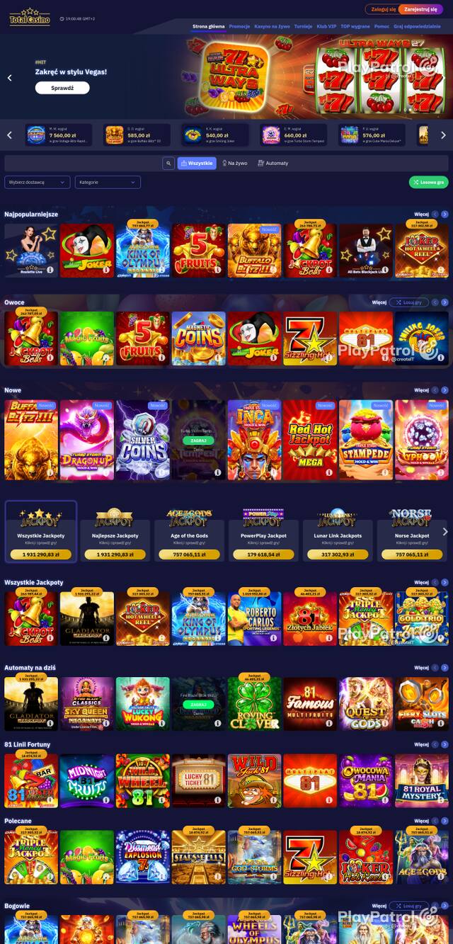 Capture of the front page of totalcasino.pl (totalcasino.pl) on 10 October 2026