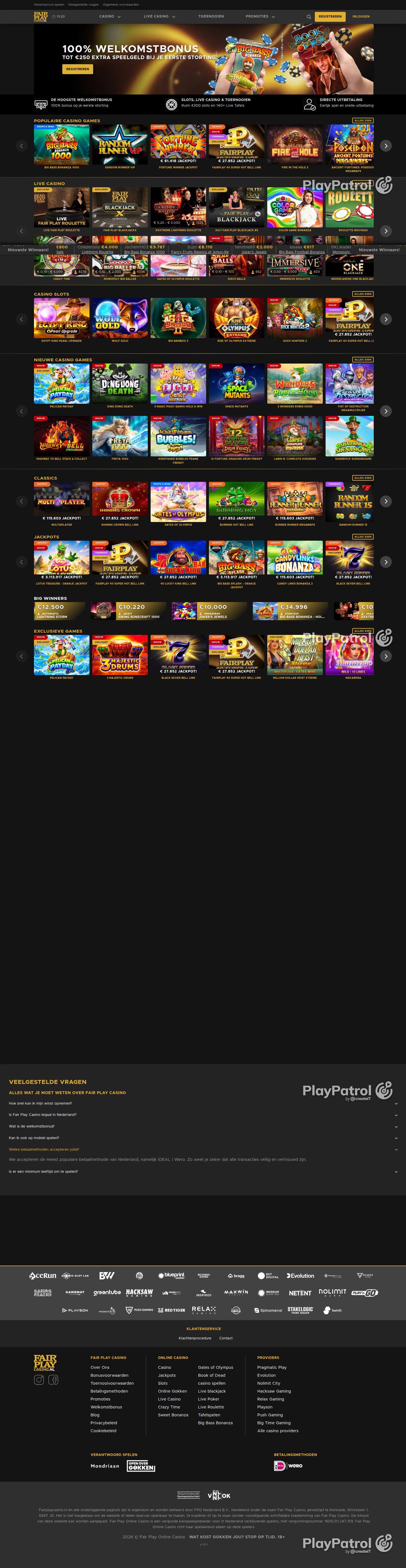 Full capture of Fair Play Casino recorded during the scan of 22 September 2026