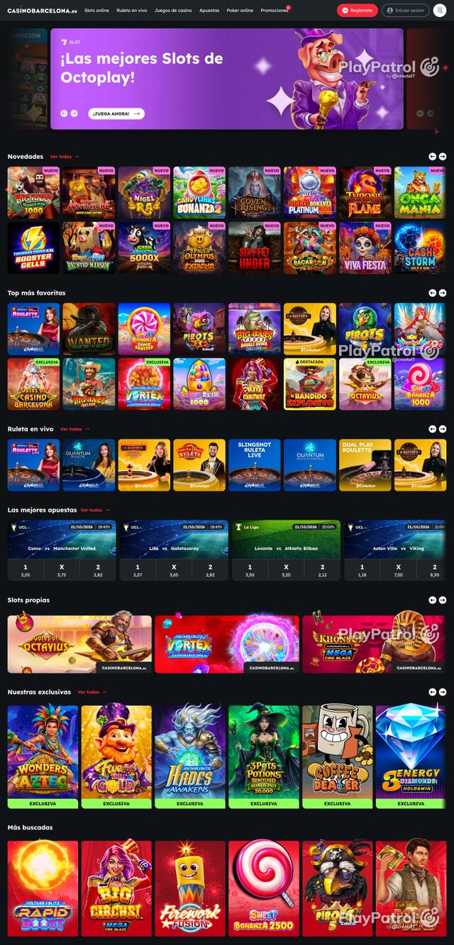 Capture of the front page of Casino Barcelona (casinobarcelona.es) on 21 October 2026