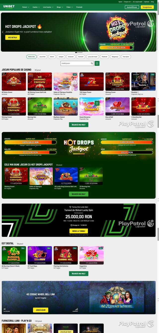 Capture of the front page of Unibet (unibet.ro) on 7 October 2026