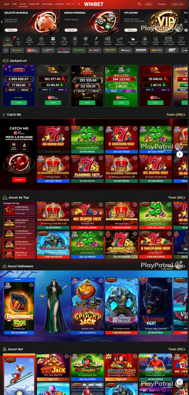Capture of the front page of Winbet (winbet.ro) on 14 October 2026