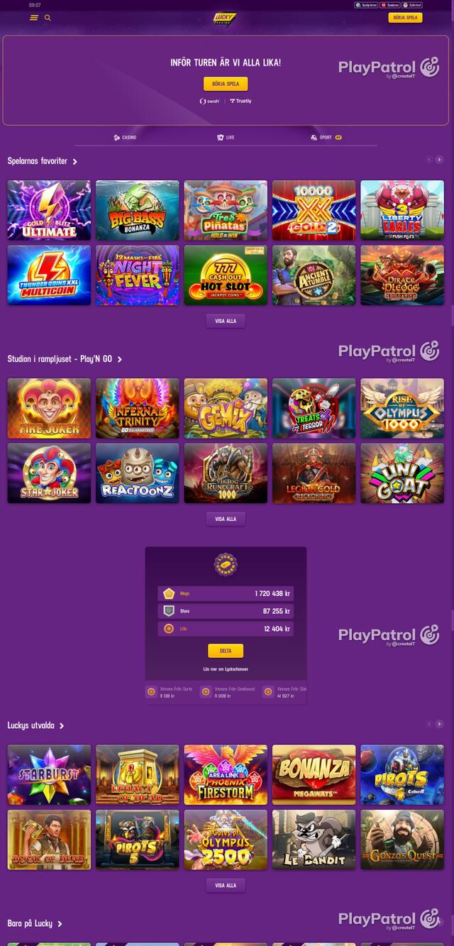 Capture of the front page of luckycasino.com (luckycasino.com) on 30 October 2026