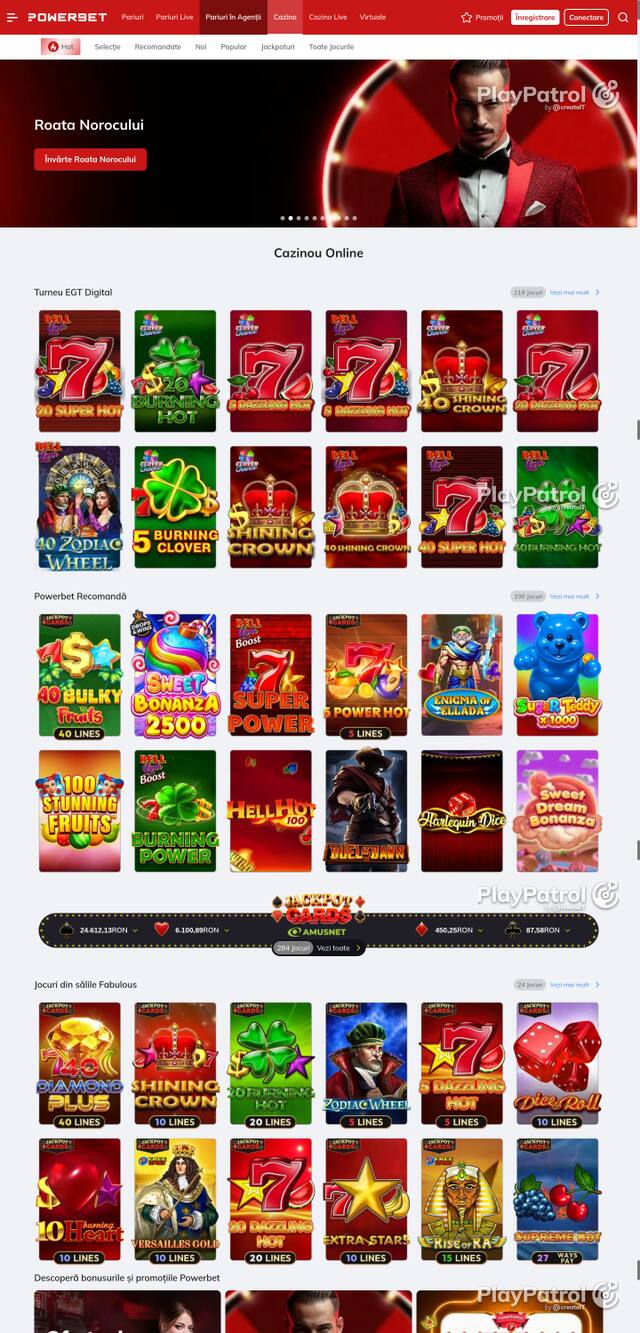 Capture of the front page of PowerBet (online.powerbet.ro) on 14 October 2026
