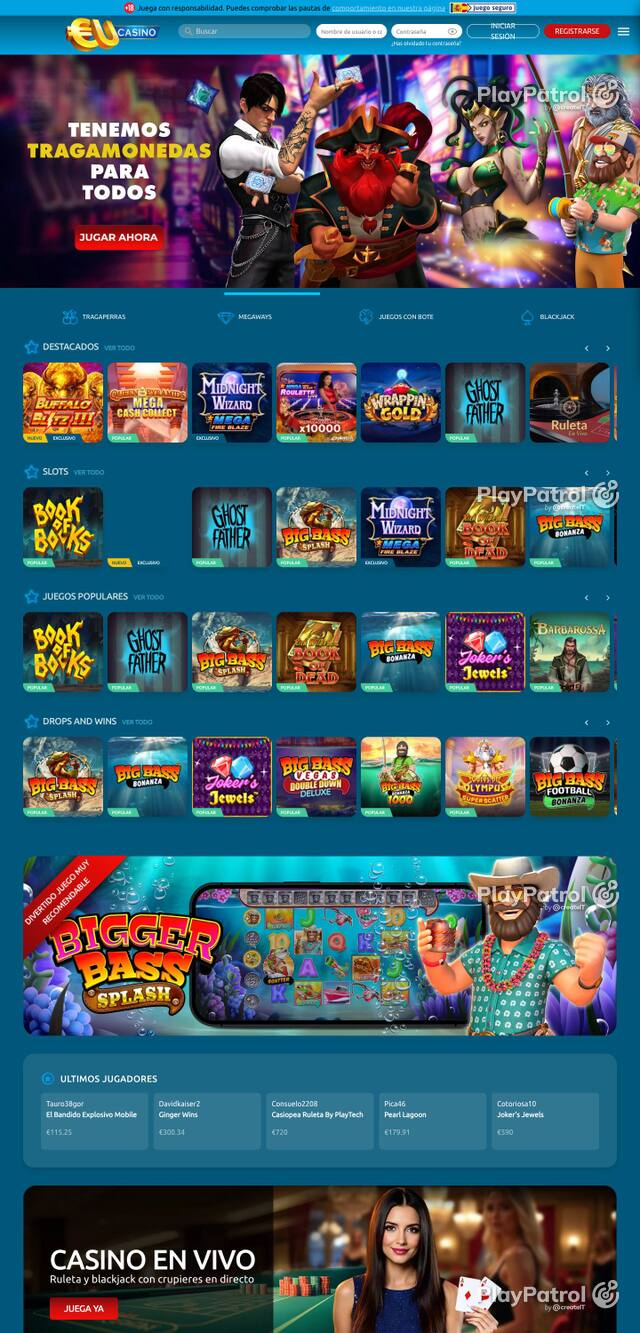 Capture of EU Casino recorded during the scan