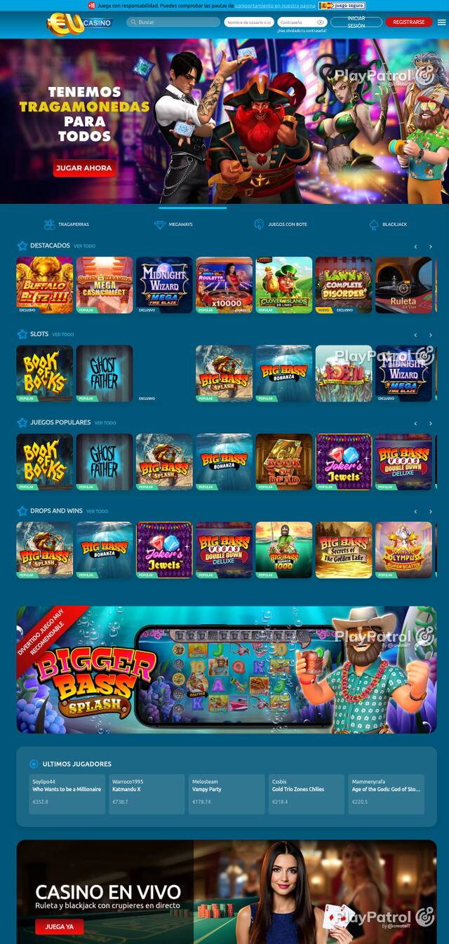 Capture of EU Casino recorded during the scan