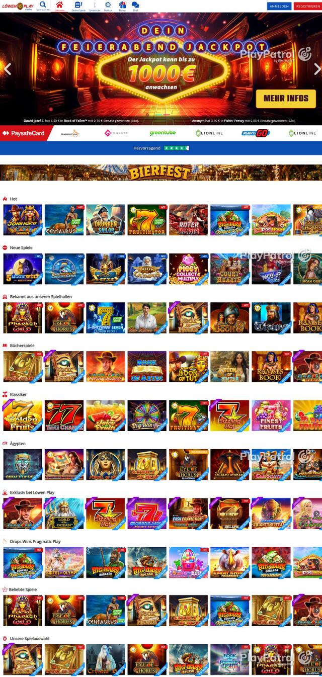 Homepage capture of Löwen Play recorded during the scan