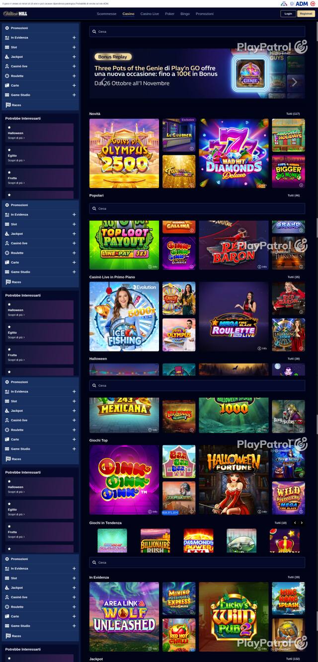 Front page of William Hill as captured on 29 October 2026