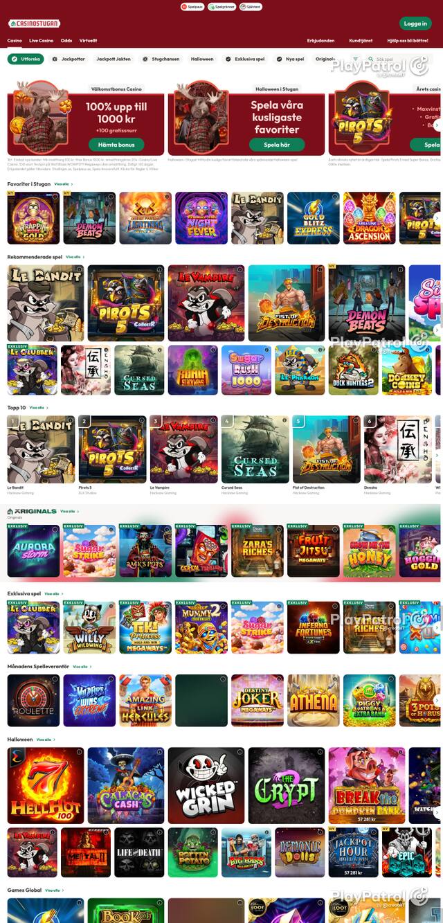 Capture of the front page of casinostugan.com (casinostugan.com) on 30 October 2026