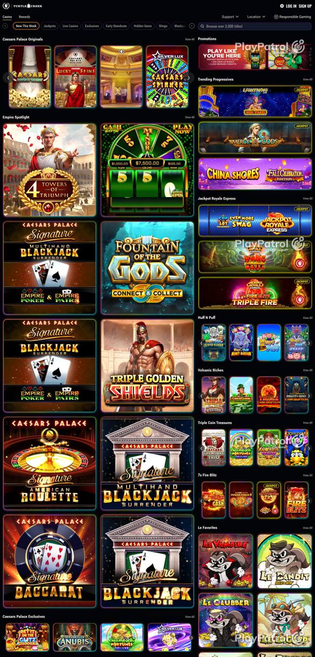 Capture of the front page of caesarspalaceonline.com (caesarspalaceonline.com) on 27 October 2026