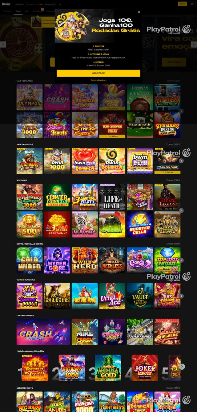 Capture of the front page of bwin.pt (bwin.pt) on 18 October 2026