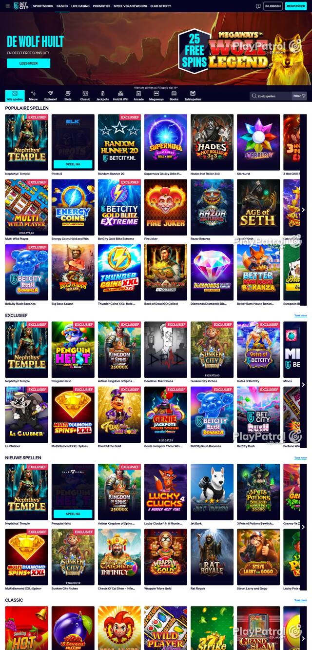 Capture of the front page of BetCity (betcity.nl) on 27 October 2026