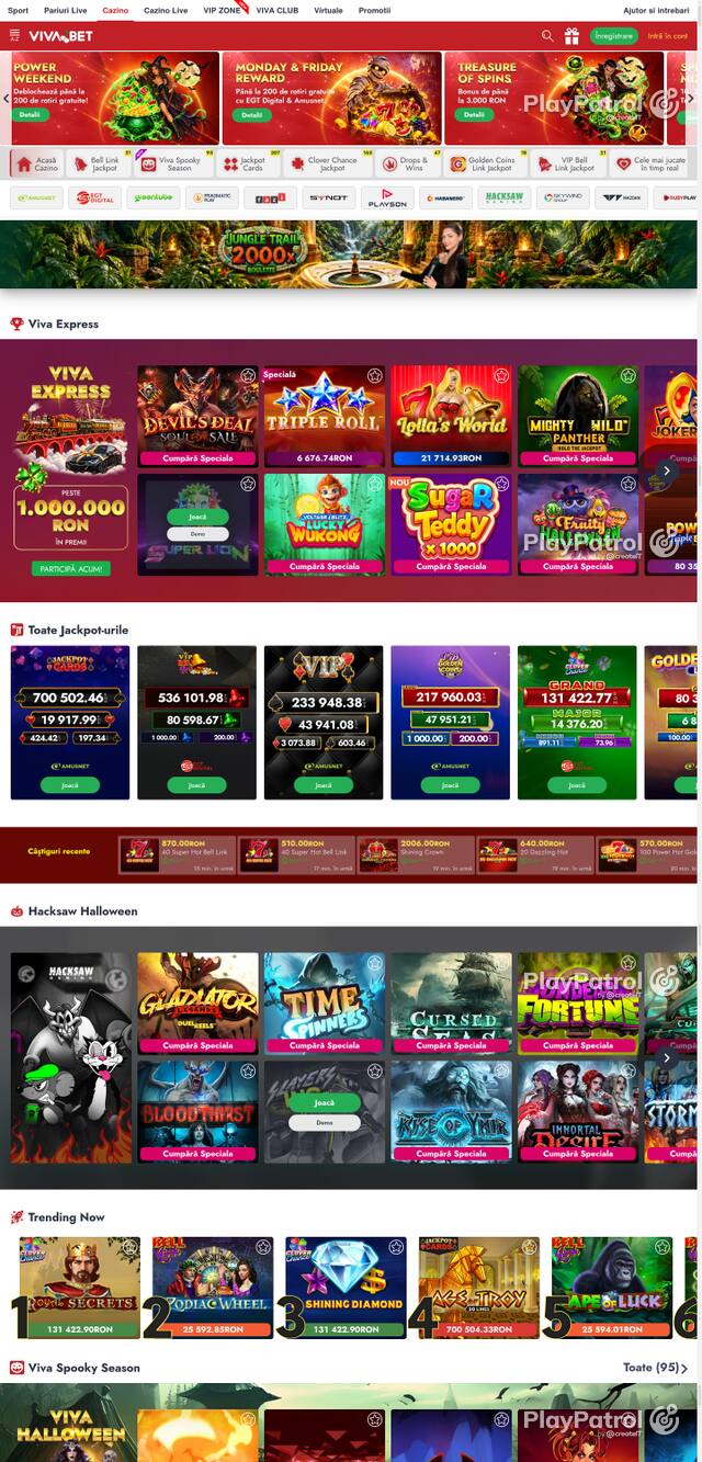 Capture of the front page of VivaBet (vivabet.ro) on 22 October 2026