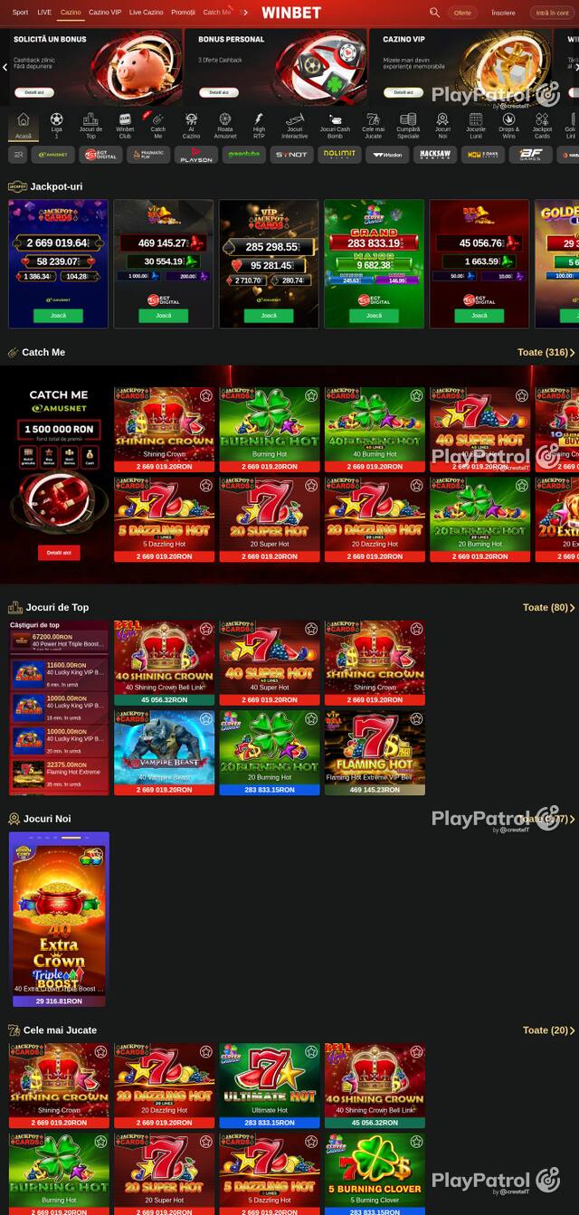 Homepage capture of Winbet recorded during the scan