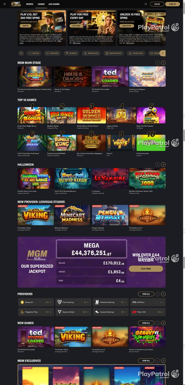 Capture of the front page of BetMGM UK (betmgm.co.uk) on 22 October 2026