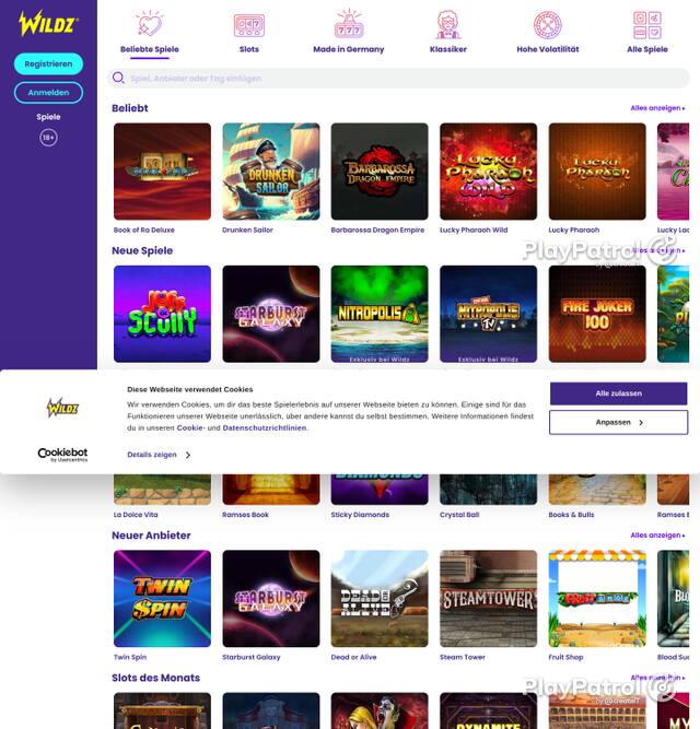 Capture of the front page of Wildz (wildz.de) on 3 October 2026