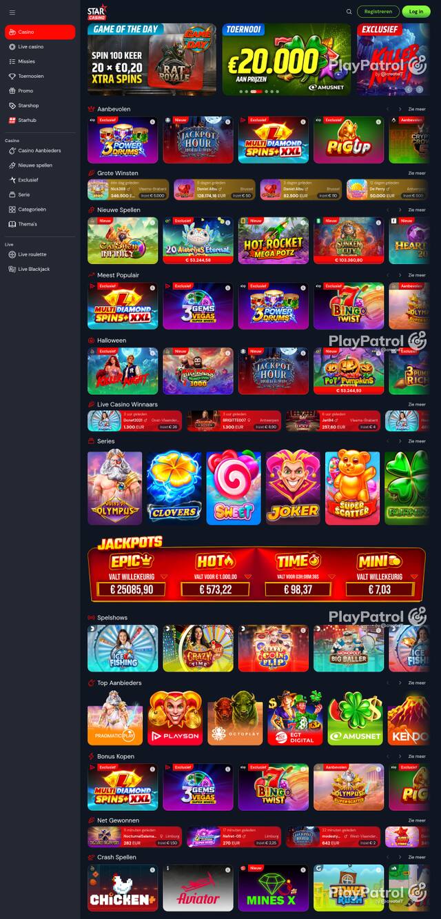 Capture of the front page of starcasino.be (starcasino.be) on 27 October 2026