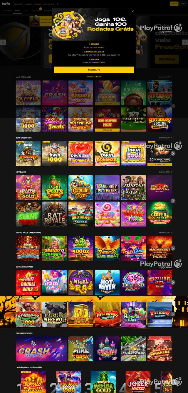 Capture of the front page of bwin.pt (bwin.pt) on 24 October 2026