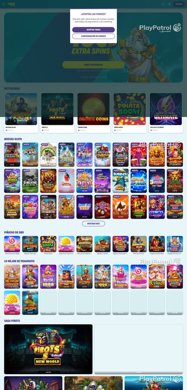 Homepage capture of Piñata Casino recorded during the scan