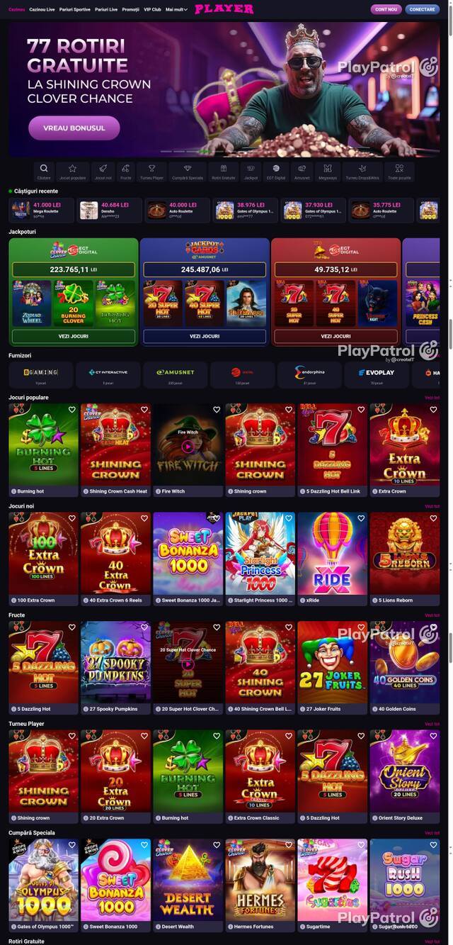 Capture of the front page of Player (player.ro) on 27 October 2026