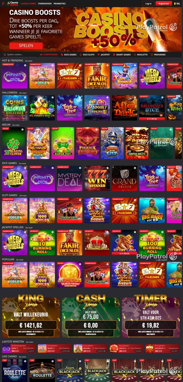 Capture of the front page of casinoking.be (casinoking.be) on 22 October 2026