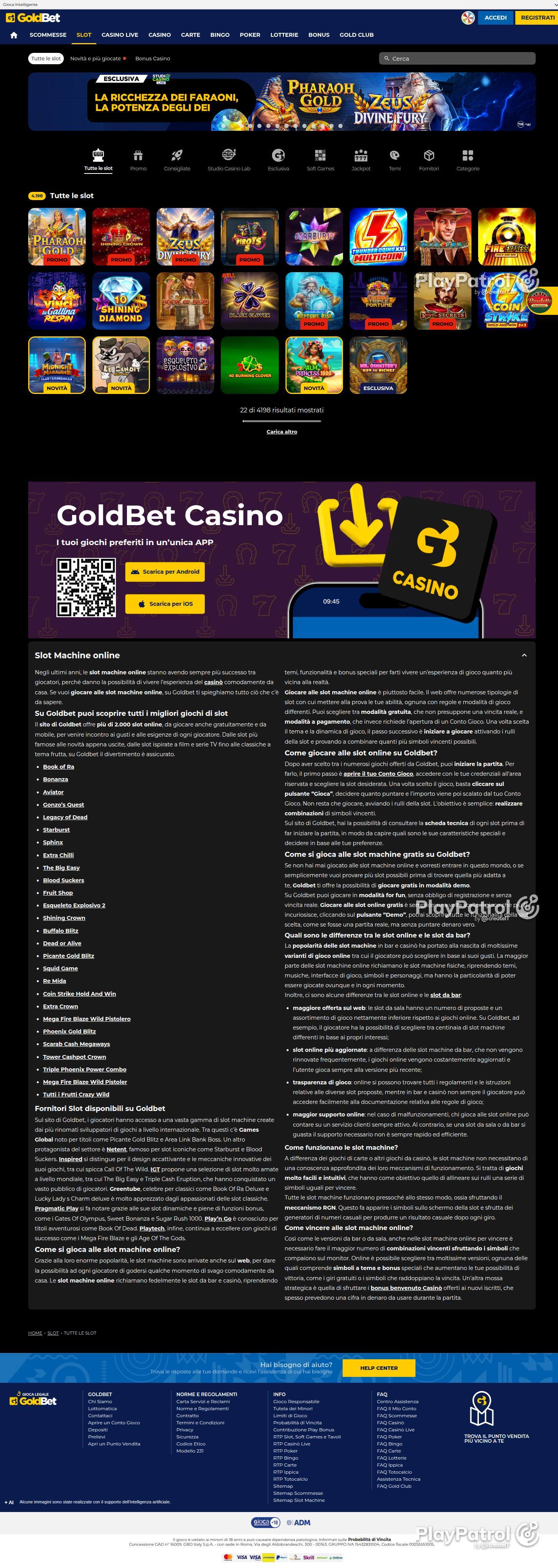 Full capture of Goldbet recorded during the scan