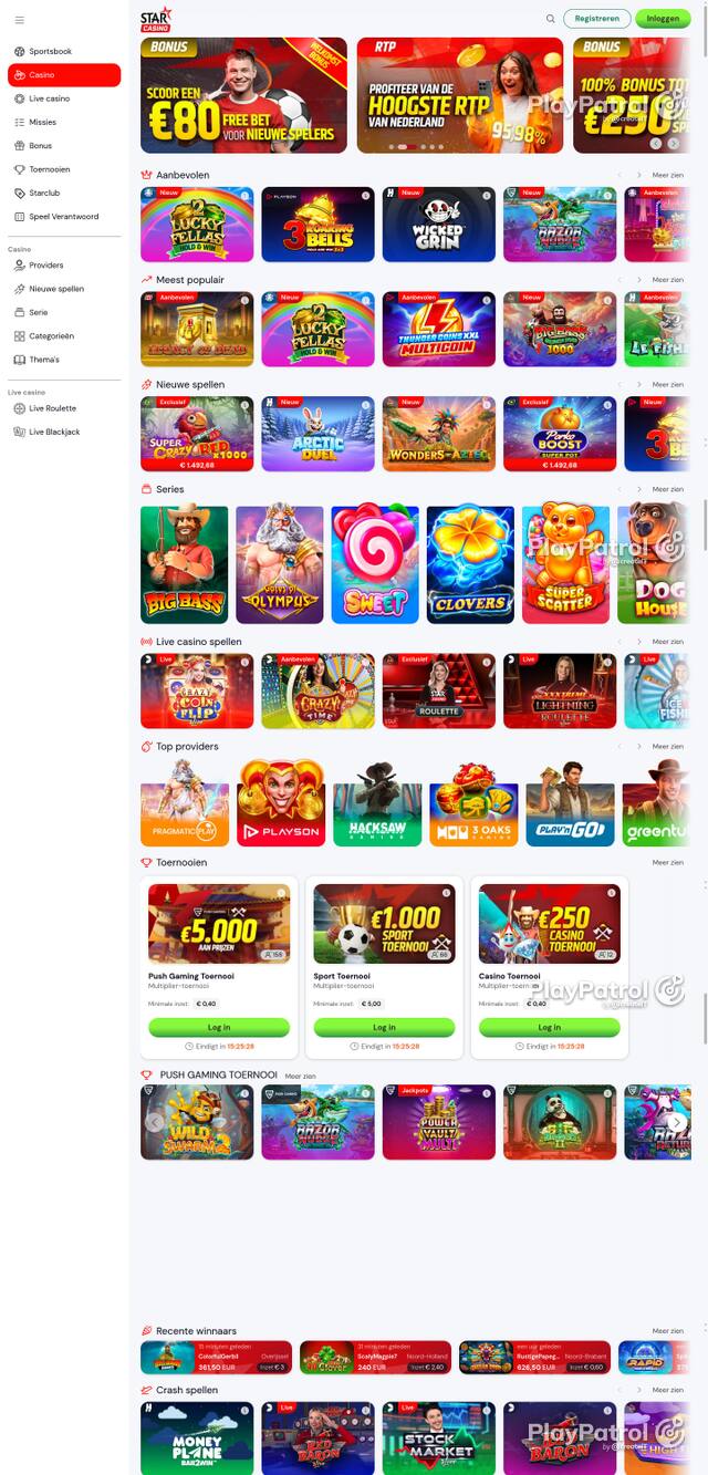 Capture of the front page of Starcasino (starcasino.nl) on 18 October 2026