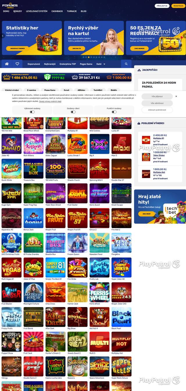 Capture of the front page of Forbes Casino (forbescasino.cz) on 3 October 2026