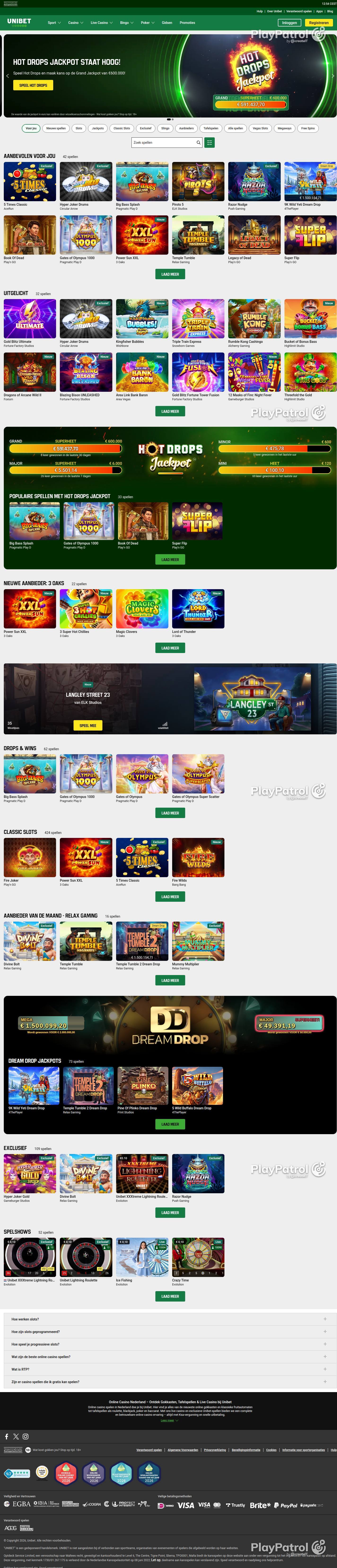 Full capture of Unibet recorded during the scan