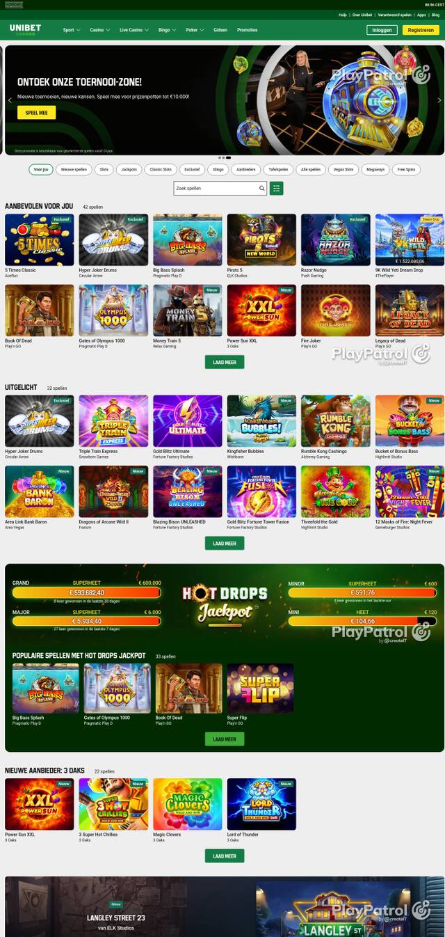 Capture of Unibet recorded during the scan
