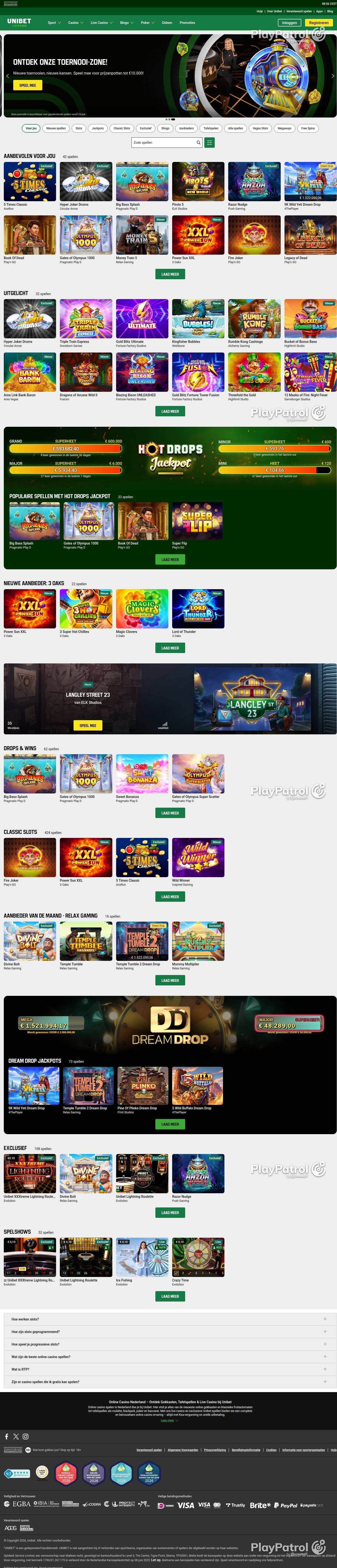 Full capture of Unibet recorded during the scan