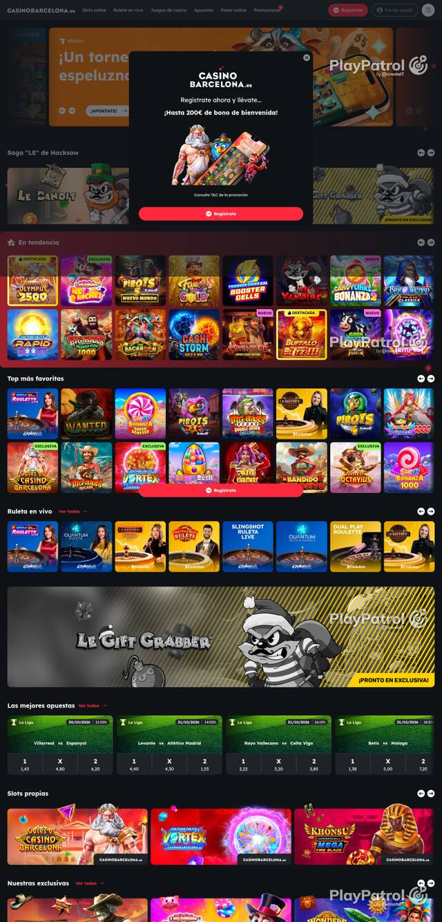 Capture of the front page of Casino Barcelona (casinobarcelona.es) on 28 October 2026