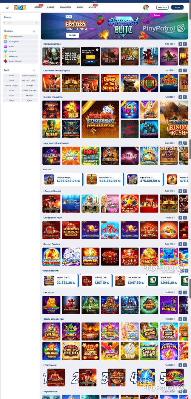 Front page of MyLotteries as captured on 30 October 2026